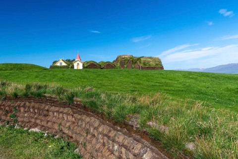 Church and peat farmstead or peat museum Glaumbaer or Glaumbaer