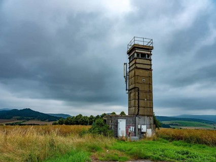 Former GDR watchtower at the border between Thuringia and Hesse