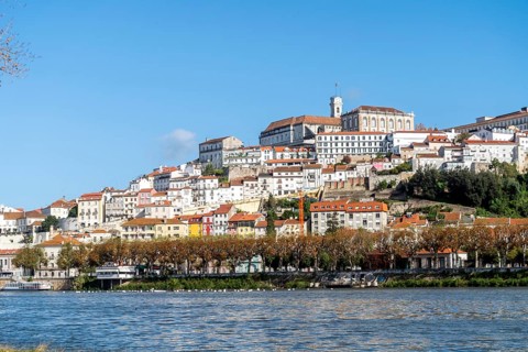 Beautiful old town of Coimbra located on the hill by Mondego river