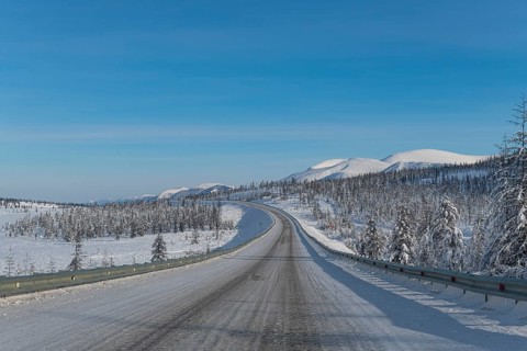 Snow covered Suntar-Khayata mountain Range