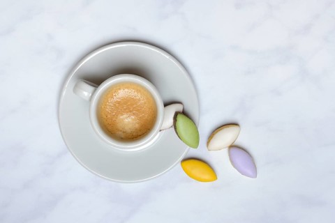 Calisson d'Aix and cup of coffee