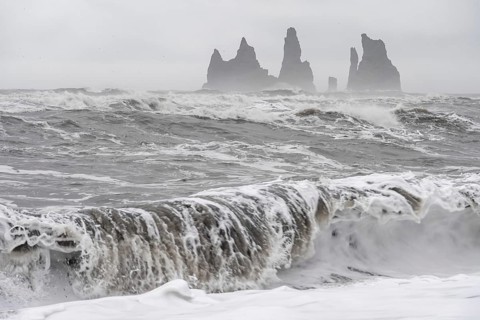 Storm with strong surf