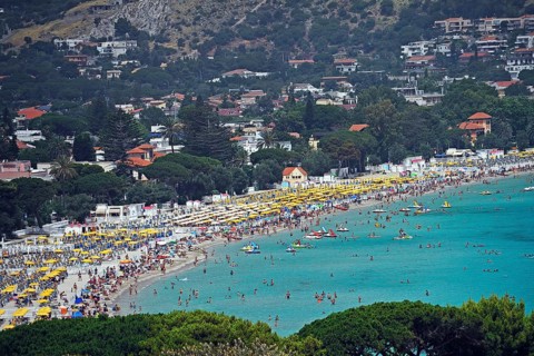 View from Monte Pellegrino to the beach and village of Mondello