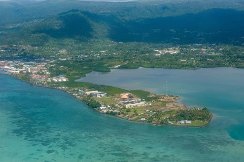 Aerial of the island of Upolo