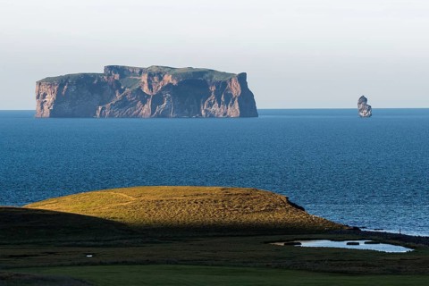 Saga Island Drangey in the evening light