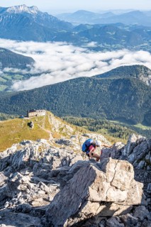 Hiker at the ascent