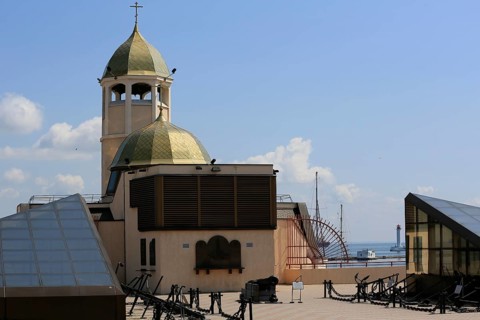 Odessa harbour with Saint Nicholas Church