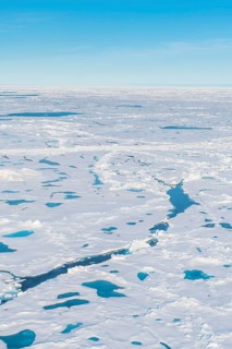 Aerial of the melting ice on the North Pole