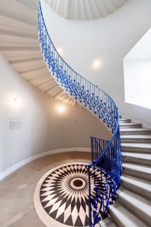 Spiral Staircase with Blue Railing