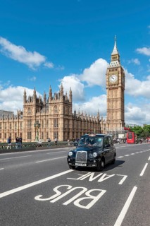 London Taxi on Westminster Bridge