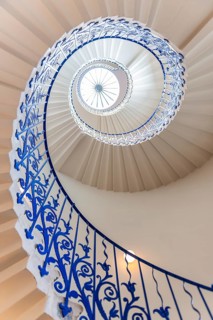 Spiral Staircase with Blue Railing