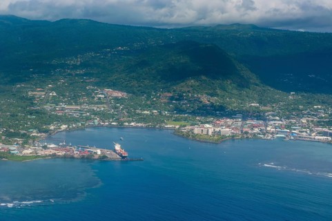 Aerial of the island of Upolo