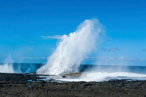 Water blowing through the Alofaaga blowholes on the south of SavaiÂ´i