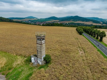 Former GDR watchtower at the border between Thuringia and Hesse