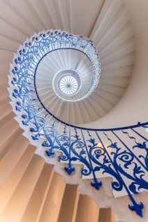 Spiral Staircase with Blue Railing