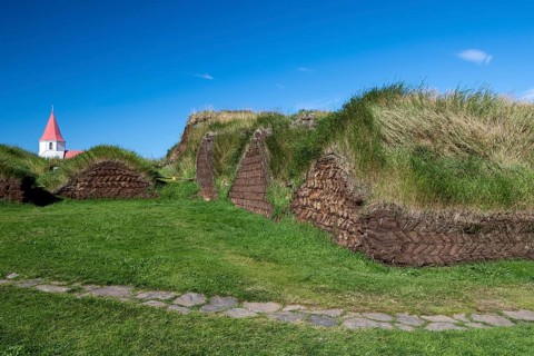 Church and peat farmstead or peat museum Glaumbaer or Glaumbaer