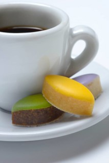 Calisson d'Aix and cup of coffee