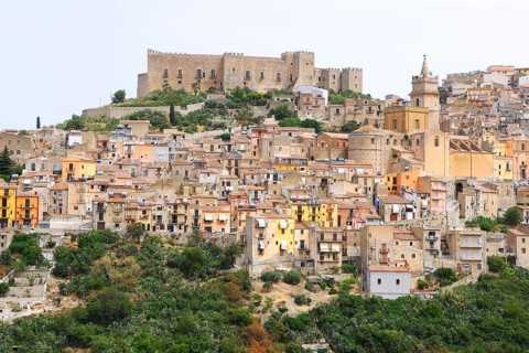 View of the mountain village of Caccamo