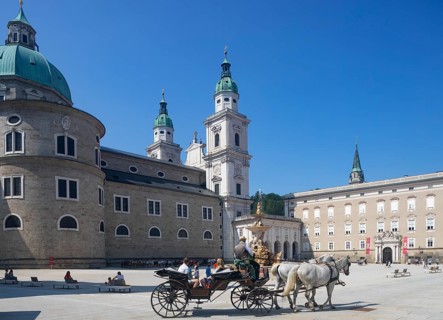 Fiaker at Residenzplatz and Salzburg Cathedral