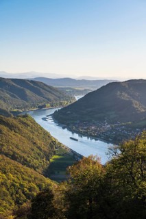 Overlook from Aggstein castle over the Danube. Wachau