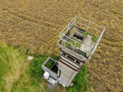 Former GDR watchtower on the border between Thuringia and Hesse