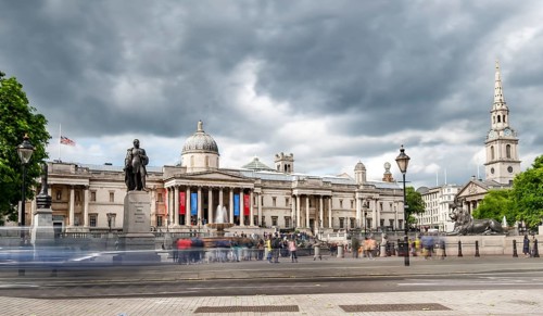 Trafalgar Square with National Gallery and Church of St. Martin-in-the-Fields