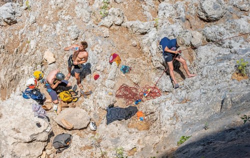 Climbers taking a break