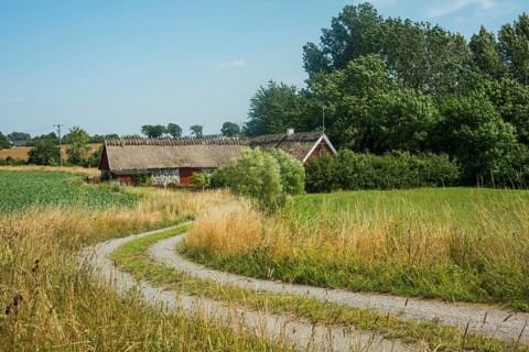 A country road to an old typical Scanian farm at Jordberga