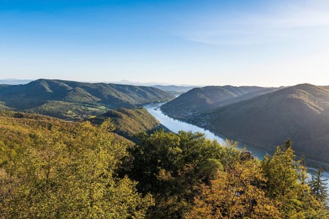 Overlook from Aggstein castle over the Danube. Wachau