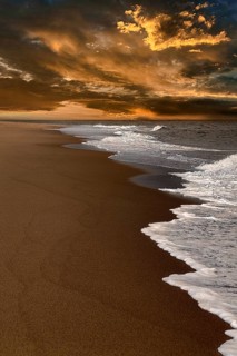 Waves on empty beach