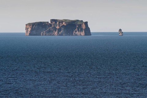 Saga Island Drangey in the evening light