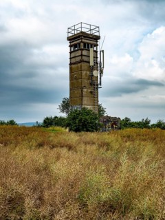 Former GDR watchtower at the border between Thuringia and Hesse