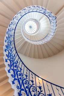 Spiral Staircase with Blue Railing