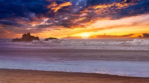 Dramatic sunset on the beach