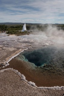 Thermal spring and eruption Geysir Strokkur