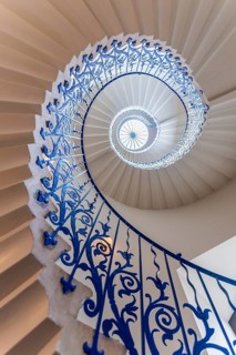 Spiral Staircase with Blue Railing
