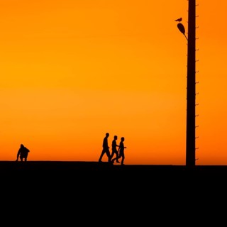 Men on a wall in the harbour