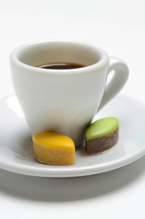 Calisson d'Aix and cup of coffee