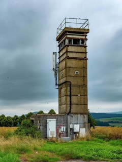Former GDR watchtower at the border between Thuringia and Hesse