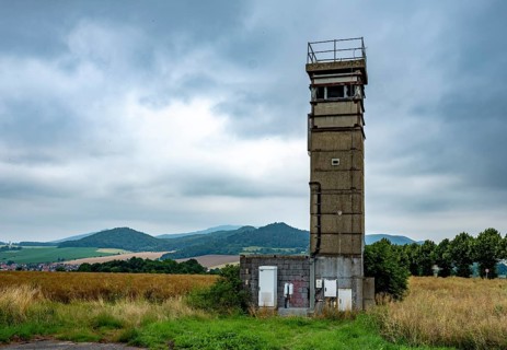 Former GDR watchtower at the border between Thuringia and Hesse