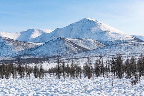 Snow covered Suntar-Khayata mountain Range