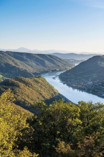 Overlook from Aggstein castle over the Danube. Wachau