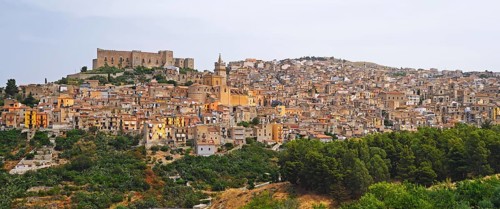 View of the mountain village of Caccamo