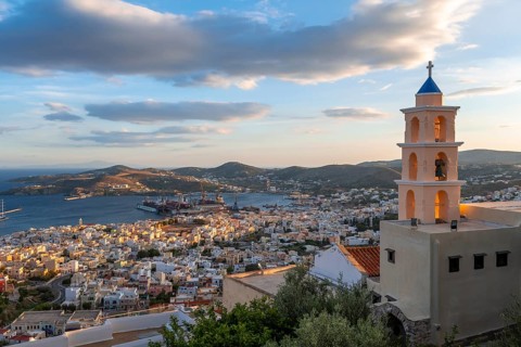 View from Ano Syros to houses of Ermoupoli