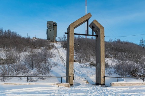 Mask of Sorrow commemorating the many prisoners who suffered and died in the Gulag prison camps