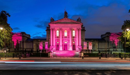 Pink illuminated museum Tate Britain