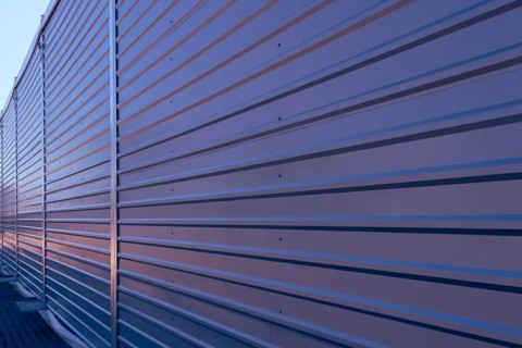 Sheet metal facade of the warehouse. Poland