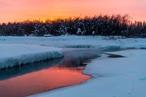 Morning dawn on the Oymyakon River