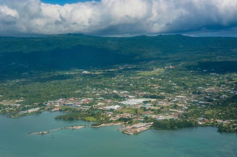 Aerial of the island of Upolo