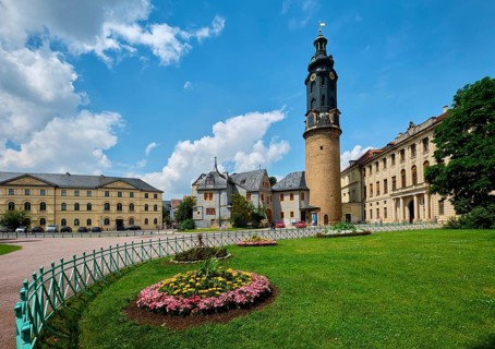 Weimar City Palace with Palace Tower and Bastille